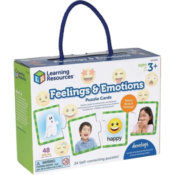 Learning Resources Детска игра Learning Resources - Карти-пъзел Чувства и емоции, 48 части (LER6091)