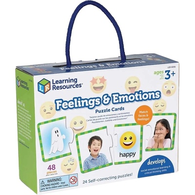 Learning Resources Детска игра Learning Resources - Карти-пъзел Чувства и емоции, 48 части (LER6091)