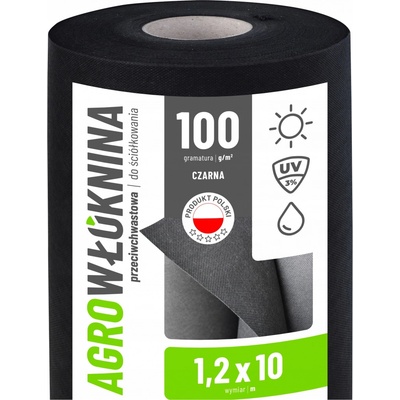 GF Agro Agrotkanina proti plevelům 1,2x10 m 100 g/m2 černá