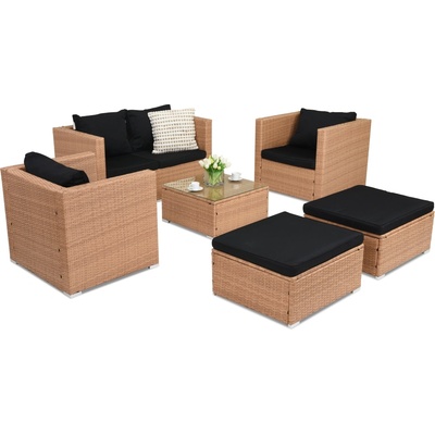 Garden Point Градински мебели от техноратан Roma Coffee 4 + 2 пуфа Garden Point меден цвят (GAP418-2PU)