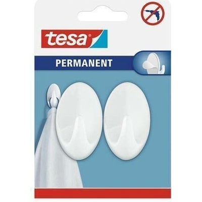 tesa Permanent Háčky plastové vel.L oválné bílé, 2 ks