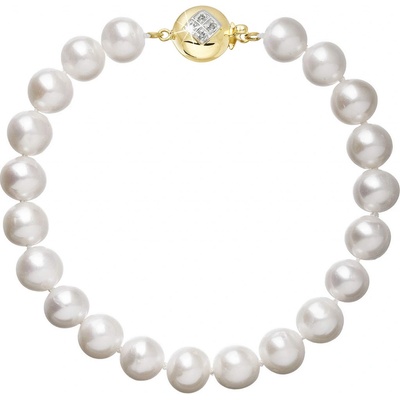 Pavona perlový náramek z říčních perel se zapínáním ze 14 karátového zlata 923003.1/9270A bílý