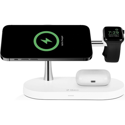 Ttec Зарядна станция 220V AirCharger Quattro M MagSafe Competitible 4in1 iPhone + Apple Watch + AirPods Wireless Fast charge - Бяла (8694470826882)