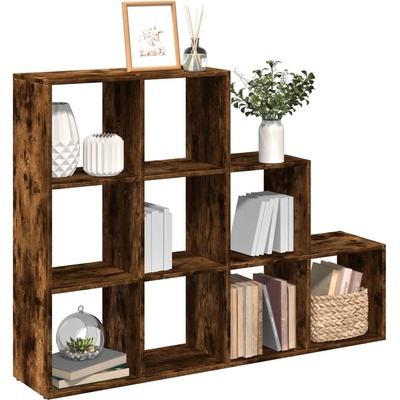 vidaXL Knihovna/dělící stěna 3patrová kouřový dub 137,5x29x103,5 cm