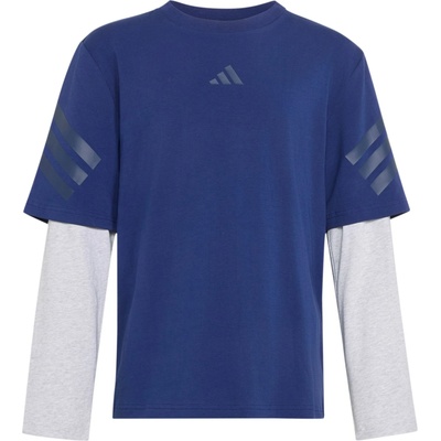 adidas Детска блуза с дълъг ръкав adidas Kid's Future Icons 2-In-1 Long Sleeve T-Shirt Longsleeve - Dark Blue / Light Grey Heather / Night Indigo - размер 176 (EU) (704-6490-0215)