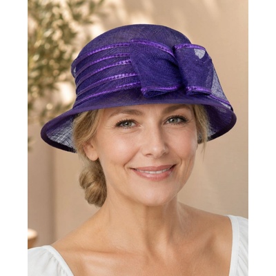 Krumlovanka Dámský sisalový slavnostní klobouk Cloche C-119 fialový