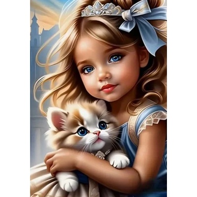 Norimpex - Puzzle Diamant painting: Girl with a cat 30x40cm - 1 - 39 piese