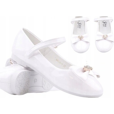 Kids mašle balerínky na suchý zip KŮŽE k prvnímu svatému přijímání bílá