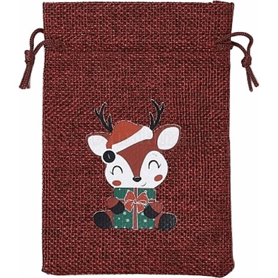 Nefertitis Sáček jutový Vánoční jelínek NF58974 - 10 x 14 cm