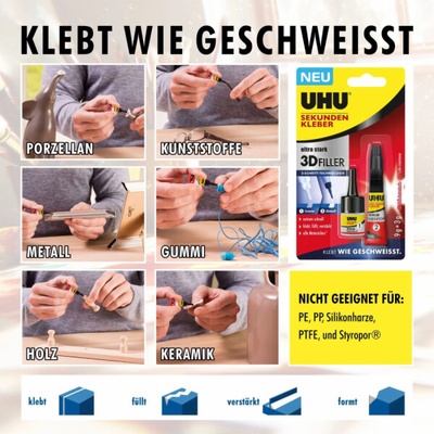 Uhu Super Glue 3D Filler 3 g + 9 g
