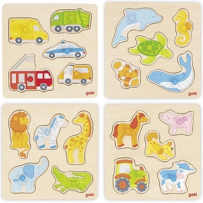 Goki Дървен пъзел с дръжки Goki - Асортимент (57444)