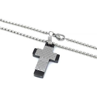 Jan Kos jewellery Řetízek s přívěskem z oceli kříž 12114798