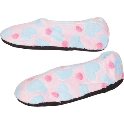 Дамски пантофи тип балеринки в розово със сърца