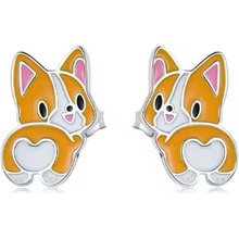 For Silver Puzetové náušnice ve tvaru psa Corgi - Stříbro 925