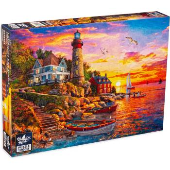 Black Sea Puzzles Пъзел Black Sea от 1000 части - Залез край морски фар, Доминик Дейвидсън