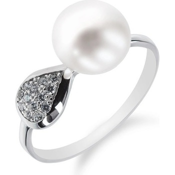 Meucci SP32R Stříbrný prsten s perlou a zirkony