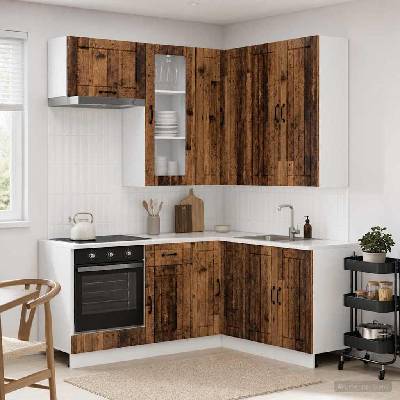 vidaXL Кухненски единица LUCCA 8 pcs Старо дърво Инженерна дървесина (3438409)