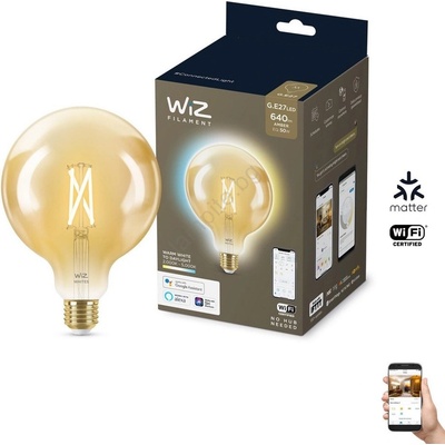 Philips LED Димируема крушка VINTAGE G125 E27/6, 7W/230V 2000-5000K CRI 90 Wi-Fi - WiZ (WI0025)
