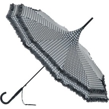 Blooming Brollies dáždnik Polka Pagoda with Frill Umbrella in Charcoal