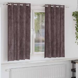 Pure Line Home Кадифени завеси в цвят тъмнокафяв с метални халки, 2 бр. , 140 x 175 см