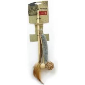 Mpets Играчка за котки M-Pets NATURA Trio Wand - Въдица Трио, натурална, със звънче и котешка трева 5x5x35 см - Белгия 20601799