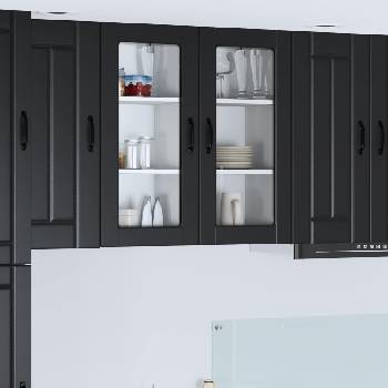 vidaXL Стенен стъклен шкаф LUCCA 2 pcs Черно 40 x 31 x 80 см (884988)