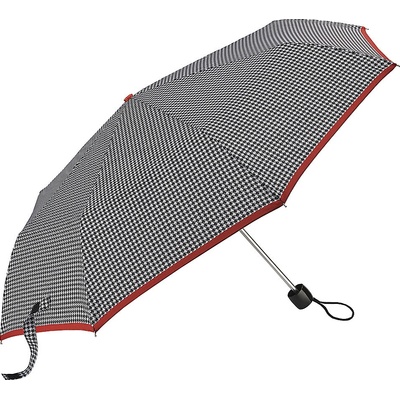 Fulton dámský skládací deštník Minilite 2 HOUNDSTOOTH RED BORDER L354