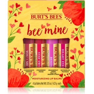 Burt's Bees Bee Mine балсам за устни в пчелен восък вкус Pomegranate, Strawberry, Dragonfruit Lemon, Watermelon 4x4.25 гр