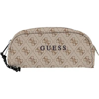 Guess Бежов несесер за училище за дете с кафеви лога Guess