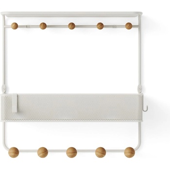 Umbra Бяла метална стенна закачалка с рафт Estique - Umbra (1018030-660)