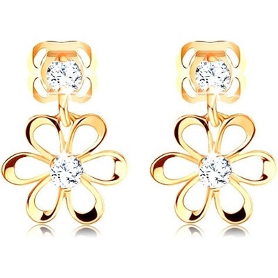 Šperky eshop diamantové ve žlutém zlatě kvítek s oblými lupínky čiré brilianty BT503.55