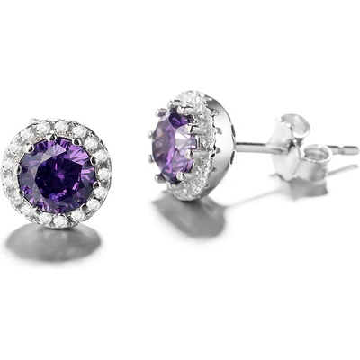 DELIS Сребърни обеци 925, jw786, лилав цирконий, родиево покритие (jw786)