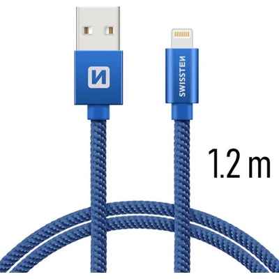 Swissten Nabíjecí a synchronizační kabel textile 0.2m / 1.2m / 2.0m modrý Délka: 1,2m