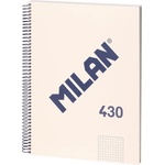 MILAN Тетрадка 1918, А4, малки квадратчета, твърда корица, със спирала, 80 листа, бежова (57143E80BG)