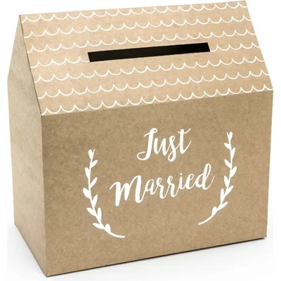 PartyDeco Сватбена кутия за пликове с пари - Just Married