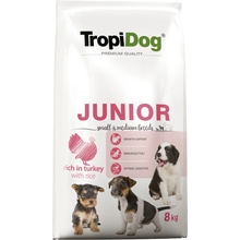 Tropidog Premium Junior Small & Medium s krocaním a rýží 2 x 8 kg