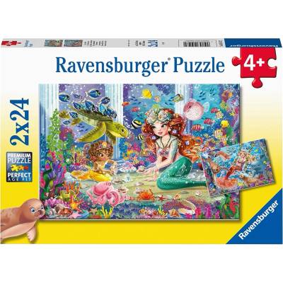 Ravensburger Детски пъзел Ravensburger от 2 x 24 части - Вълшебна русалка (5147)