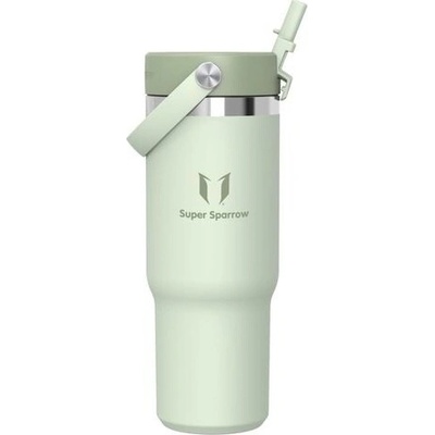 Super Sparrow termoska z nerezové oceli Twistpath s flexibilním brčkem 900 ml zelinkavá