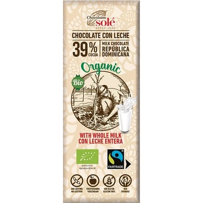SOLÉ Bio mléčná čokoláda 39 % 25 g