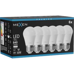 Mexen Nova 6x LED крушка E27, G45, 8W, неутрална - 4000K, 840 lm - L101-E27-0840-01x06 (L101-E27-0840-01x06)