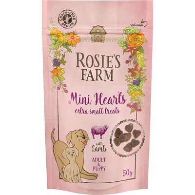 Rosie's Farm Snacks Puppy & Adult "Mini Hearts" s jehněčím 50 g