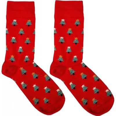 Aura.Via pánske vianočné ponožky SF6699 vianočné stromčeky Červená