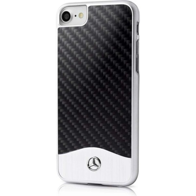 Mercedes-Benz Carbon Fiber Hard Case - дизайнерски карбонов кейс за iPhone SE (2020), iPhone 8, iPhone 7 (карбон-сребрист)