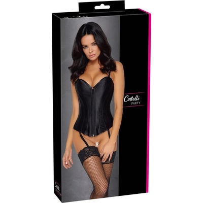 Cottelli Matt Satin Corset 2611465 Black – Zboží Dáma