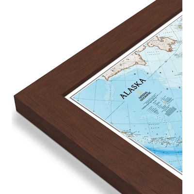 National Geographic Aljaška (Alaska) - nástěnná mapa 103 x 77 cm Varianta: mapa v dřevěném rámu, Provedení: Pegi višeň