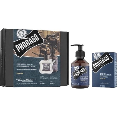 Proraso Azur Lime Комплект - Балсам и Шампоан за брада, 100 + 200 ml