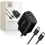 Tech-Protect nca45w-gan 2-port network charger pd 45w / qc3.0 + type-c cable black (5906302336005)