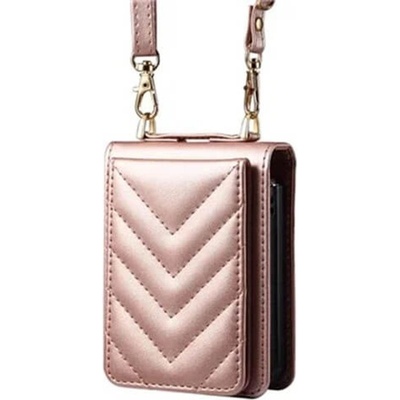 GKK Калъф Портмоне с Презрамка за Samsung Z Flip 7 FE/Z Flip 6, Leather Case, Розов (5966011068632)