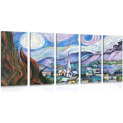 5-dielny obraz reprodukcia Hviezdna noc - Vincent van Gogh