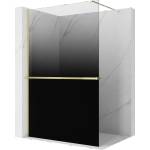 Mexen Kioto+ душ стена с рафт Walk-in 70 x 200 см, омбре черно 8 мм, златно - 800-070-121-50-76 (800-070-121-50-76)